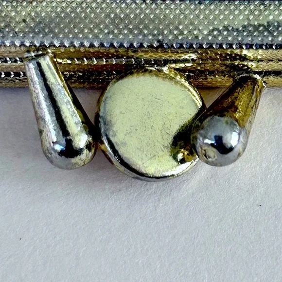 💥RARE💥1930s Antique Double Pocket Unique Kiss Lock Stamped Cowhide Coin Purse - Picture 9 of 10